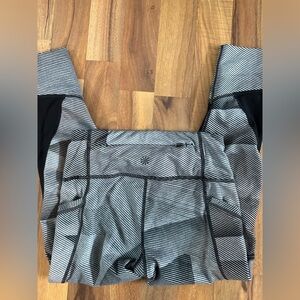 Athleta Black and Gray Striped Leggings